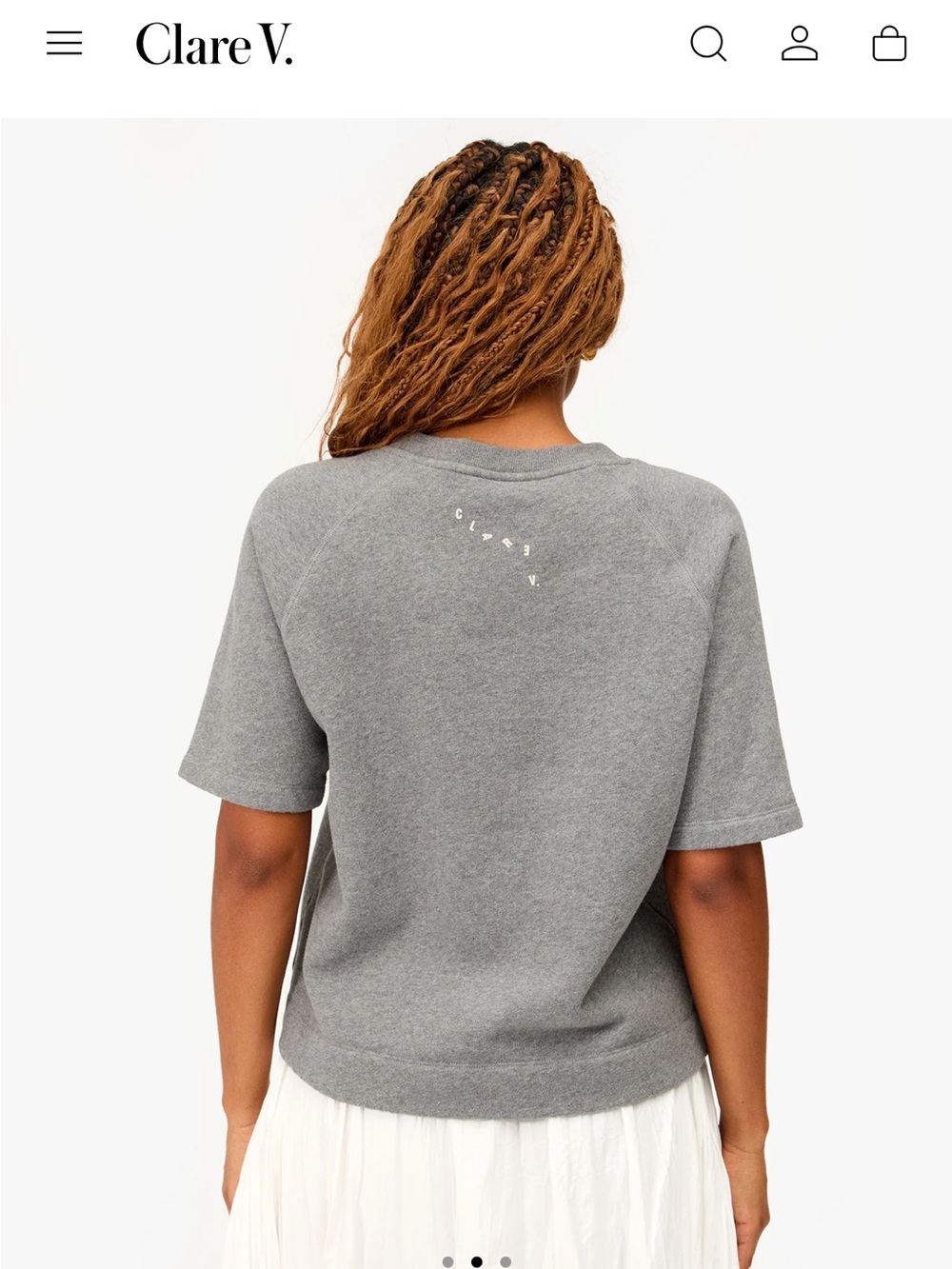 Clare V. Grey Mélange Short-Sleeve Sweatshirt with Small Yellow Dot - Picture 7 of 8